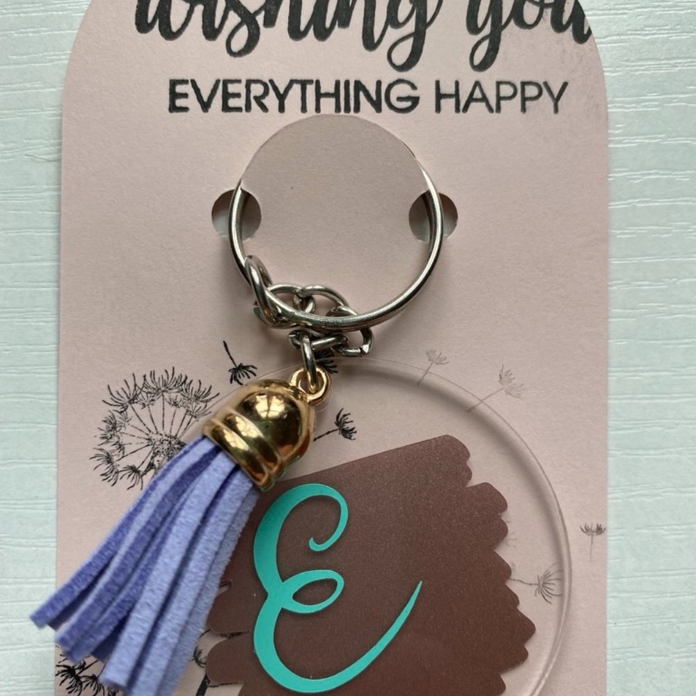 'E' Purple/Teal Acrylic Keychain